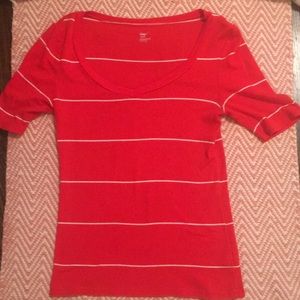 GAP Supersoft Red Top w/white stripes